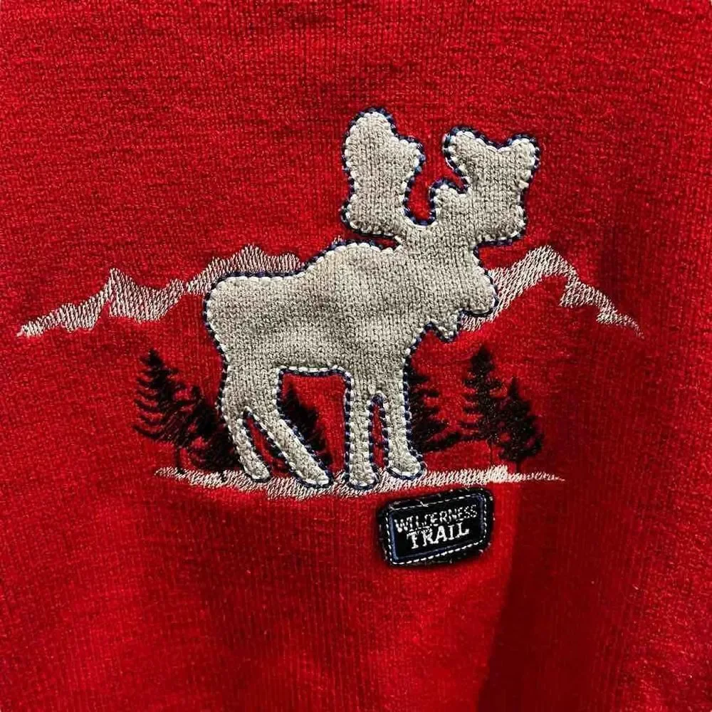 Sonoma Life + Style Red Wilderness Trail Moose Christmas Sweater Kid’s Medium